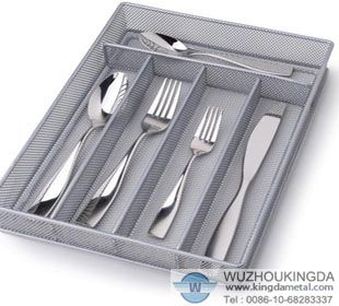 Mesh steel cutlery tray