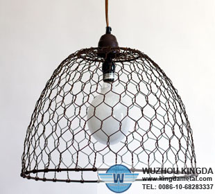 Wire basket pendant lamp