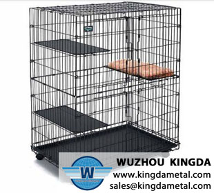 Wire mesh foldable pet cage