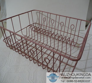 Vintage PINK KITCHEN SINK DISH DRAINER DRYING ENAMEL WIRE RACK with